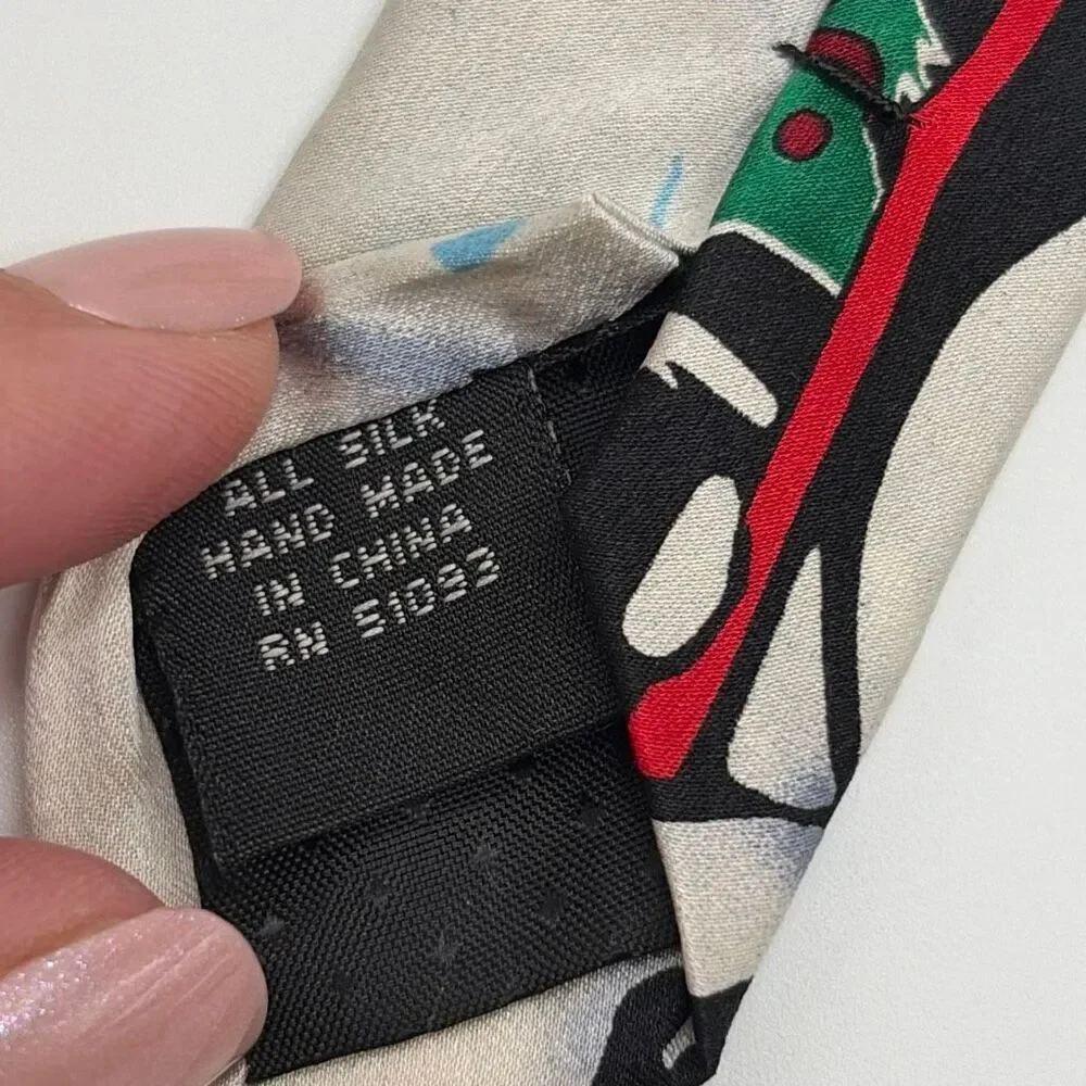 Vintage 90s Jingle Ties‎ Silk Snowman Christmas Novelty Necktie with Bells